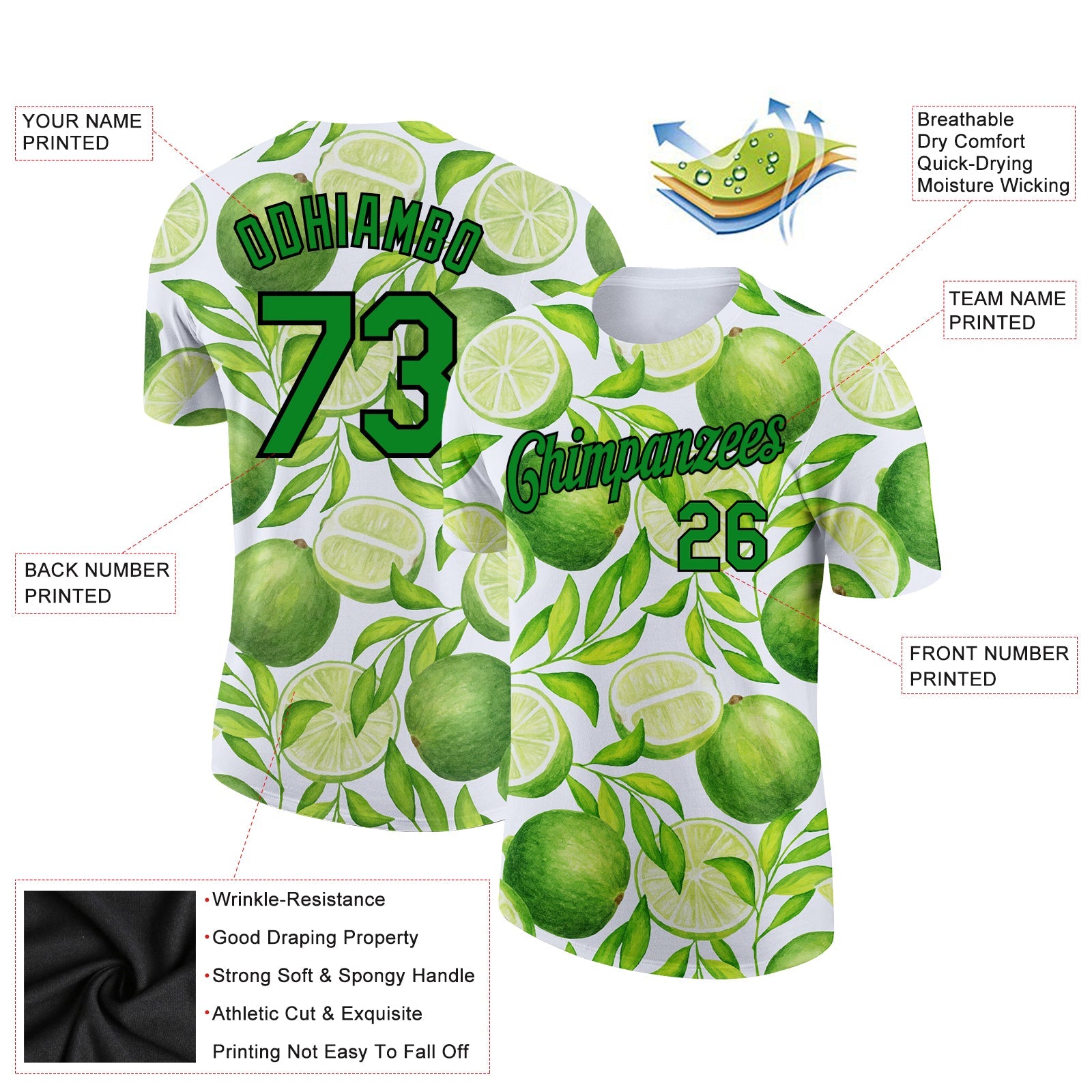 Custom White Aurora Green-Black 3D Pattern Design Summer Holiday Fruit Performance T-Shirt view 2