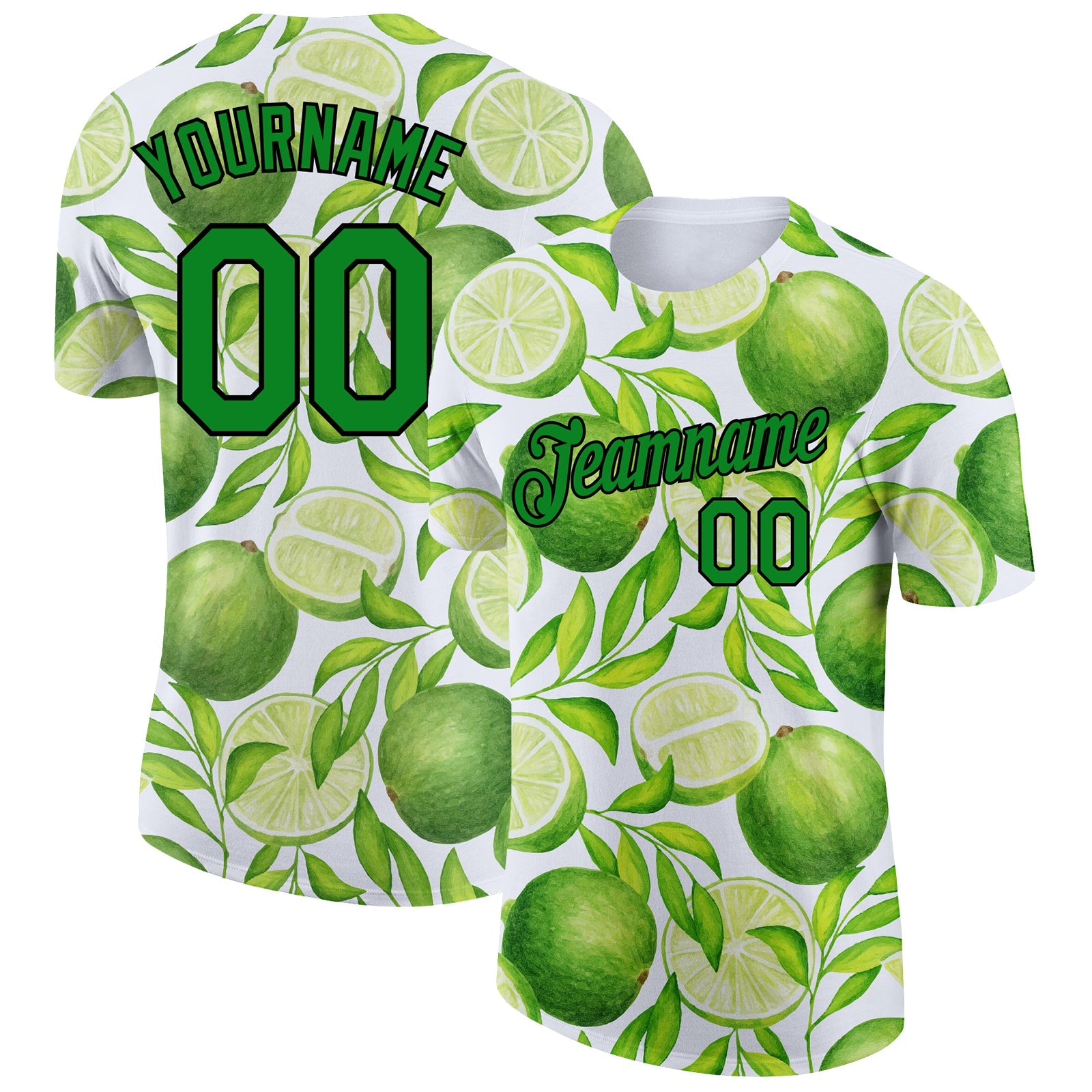 Custom White Aurora Green-Black 3D Pattern Design Summer Holiday Fruit Performance T-Shirt - Main View