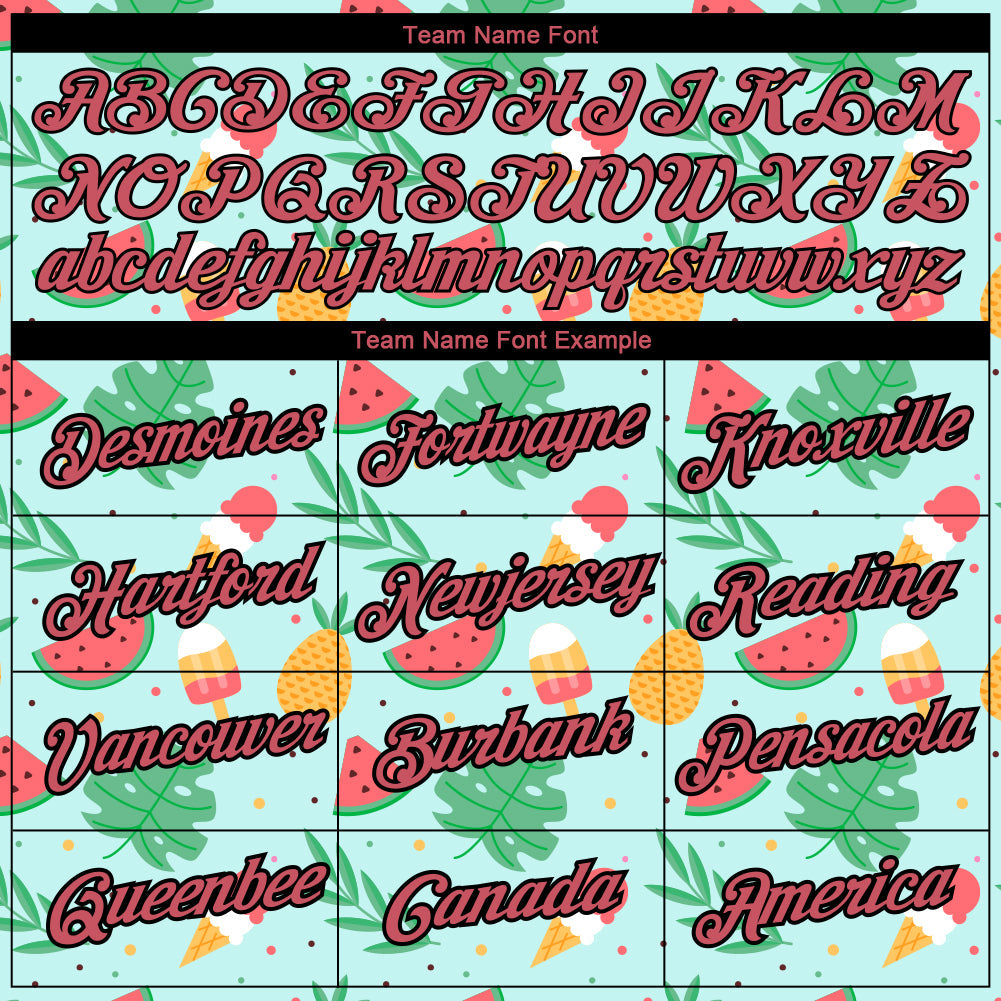 Custom Green Medium Pink-Black 3D Pattern Design Summer Holiday Fruit And Ice Cream Performance T-Shirt view 3