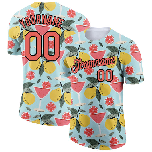 Custom Green Medium Pink-Black 3D Pattern Design Summer Holiday Fruit Performance T-Shirt - Main View