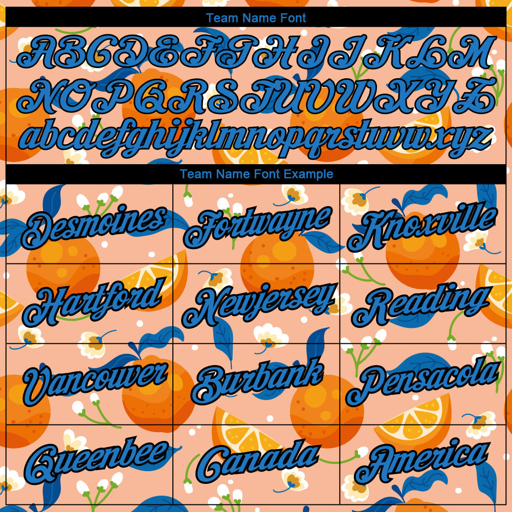 Custom Orange Blue-Black 3D Pattern Design Summer Holiday Fruit And Flower Performance T-Shirt view 3