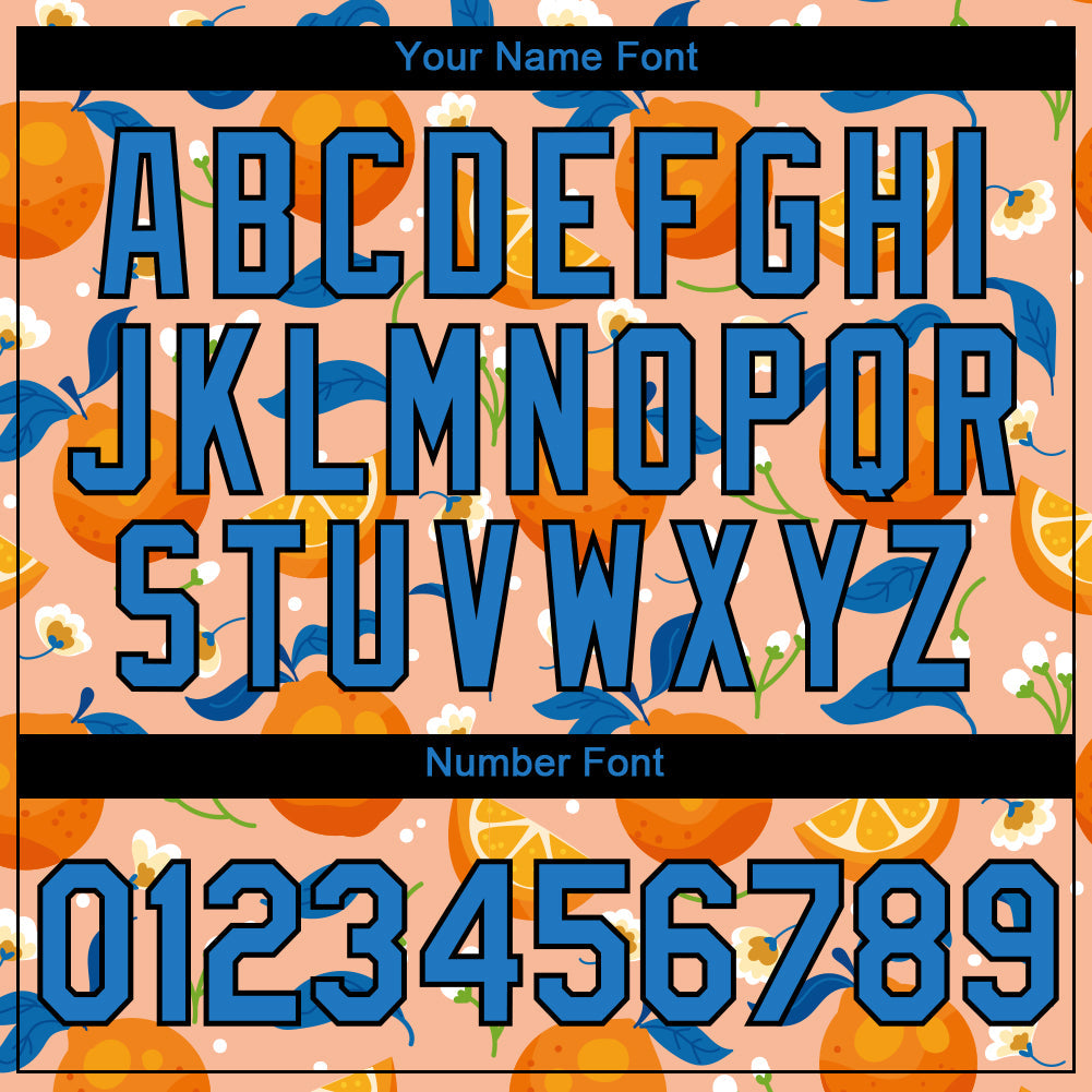 Custom Orange Blue-Black 3D Pattern Design Summer Holiday Fruit And Flower Performance T-Shirt view 4