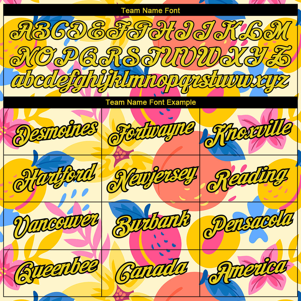 Custom Cream Neon Yellow-Black 3D Pattern Design Summer Holiday Fruit Performance T-Shirt view 3