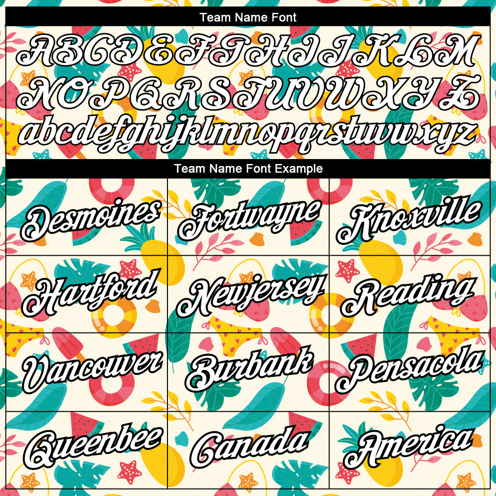 Custom White Black 3D Pattern Design Summer Holiday Flower And Fruit Performance T-Shirt view 3