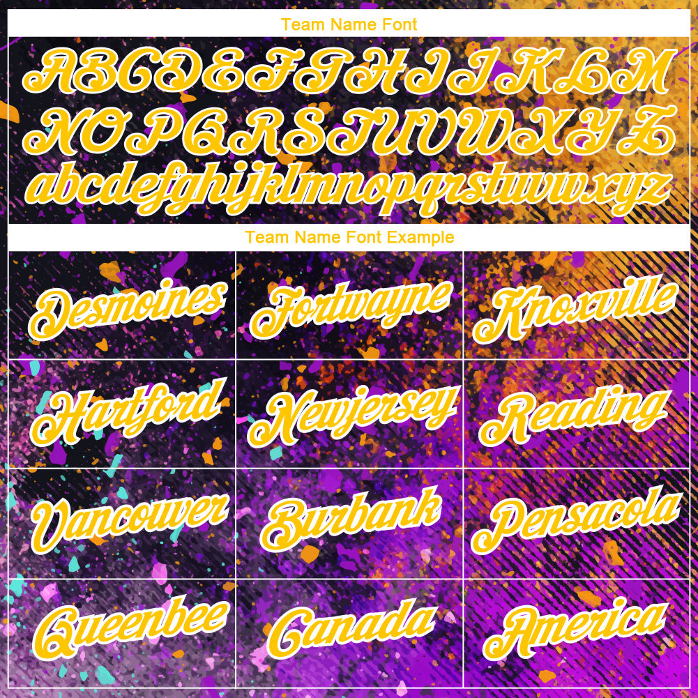 Custom Black Yellow-Purple 3D Pattern Design Holi Festival Color Powder Performance T-Shirt view 3
