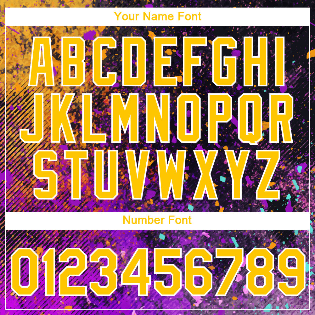 Custom Black Yellow-Purple 3D Pattern Design Holi Festival Color Powder Performance T-Shirt view 4