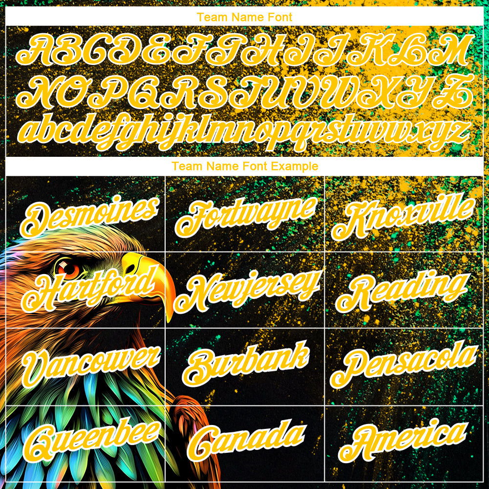 Custom Black Yellow-White 3D Pattern Design Holi Festival Color Powder Performance T-Shirt view 3