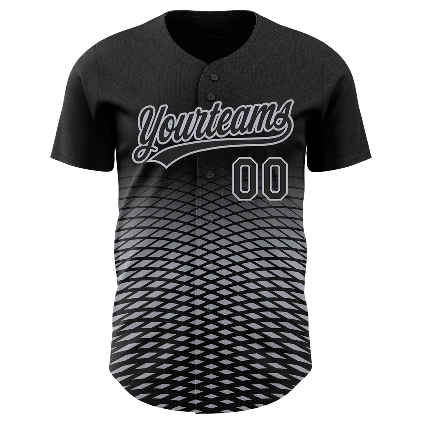Custom Black Gray 3D Pattern Design Gradient Lines Authentic Baseball Jersey view 2