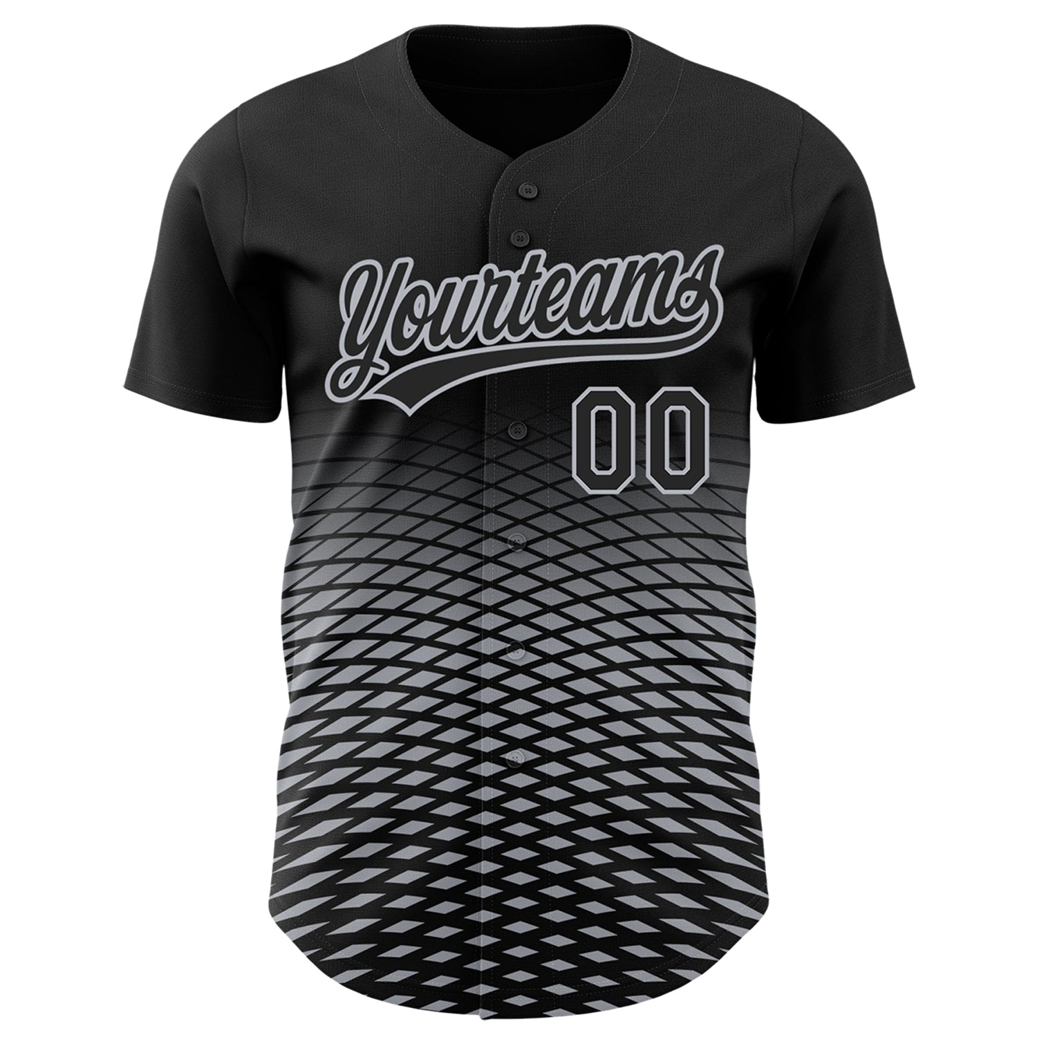 Custom Black Gray 3D Pattern Design Gradient Lines Authentic Baseball Jersey view 2
