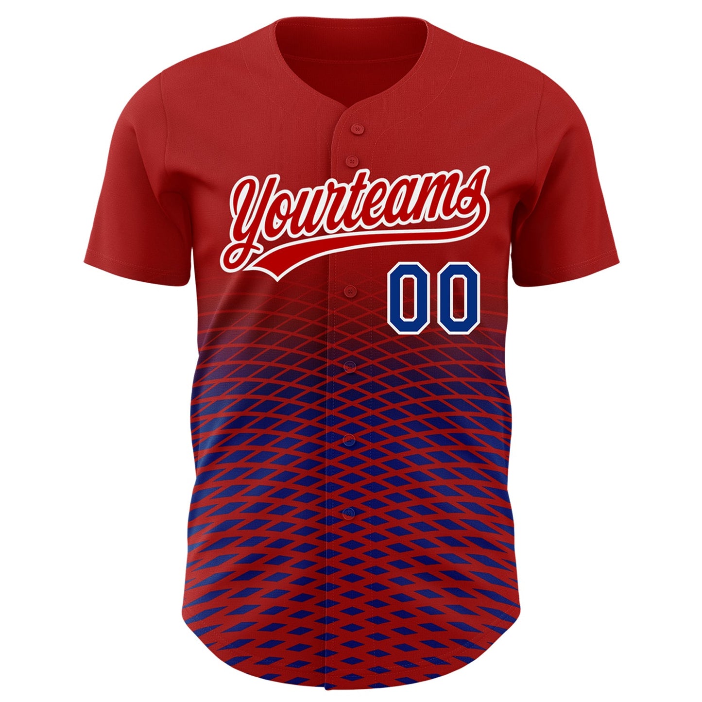 Custom Red Royal-White 3D Pattern Design Gradient Lines Authentic Baseball Jersey view 2