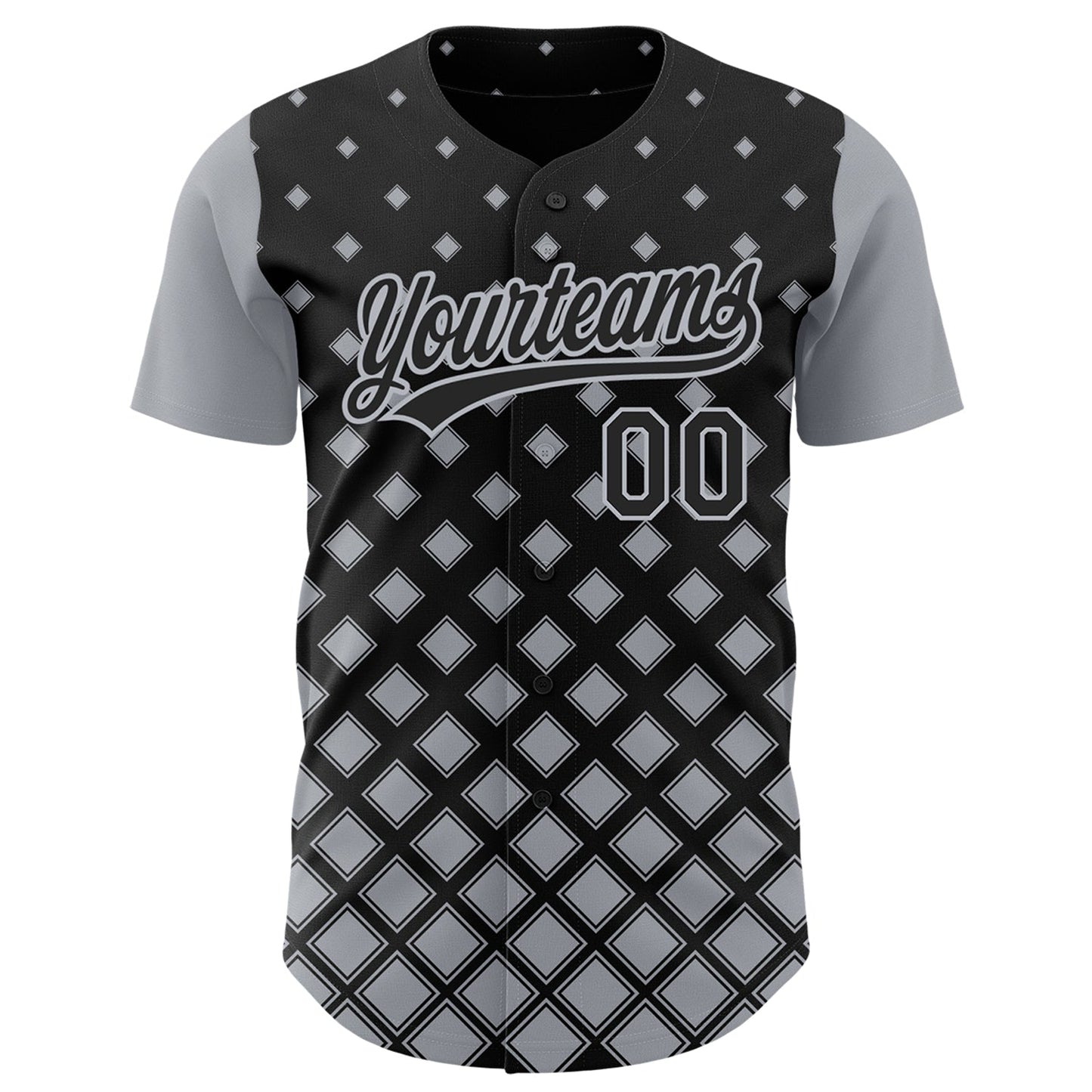 Custom Black Gray 3D Pattern Design Geometric Shapes Authentic Baseball Jersey view 2