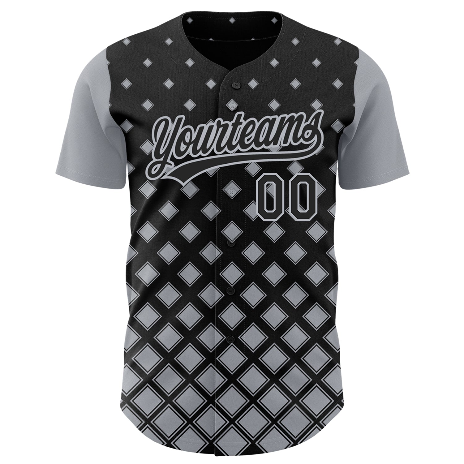 Custom Black Gray 3D Pattern Design Geometric Shapes Authentic Baseball Jersey view 2