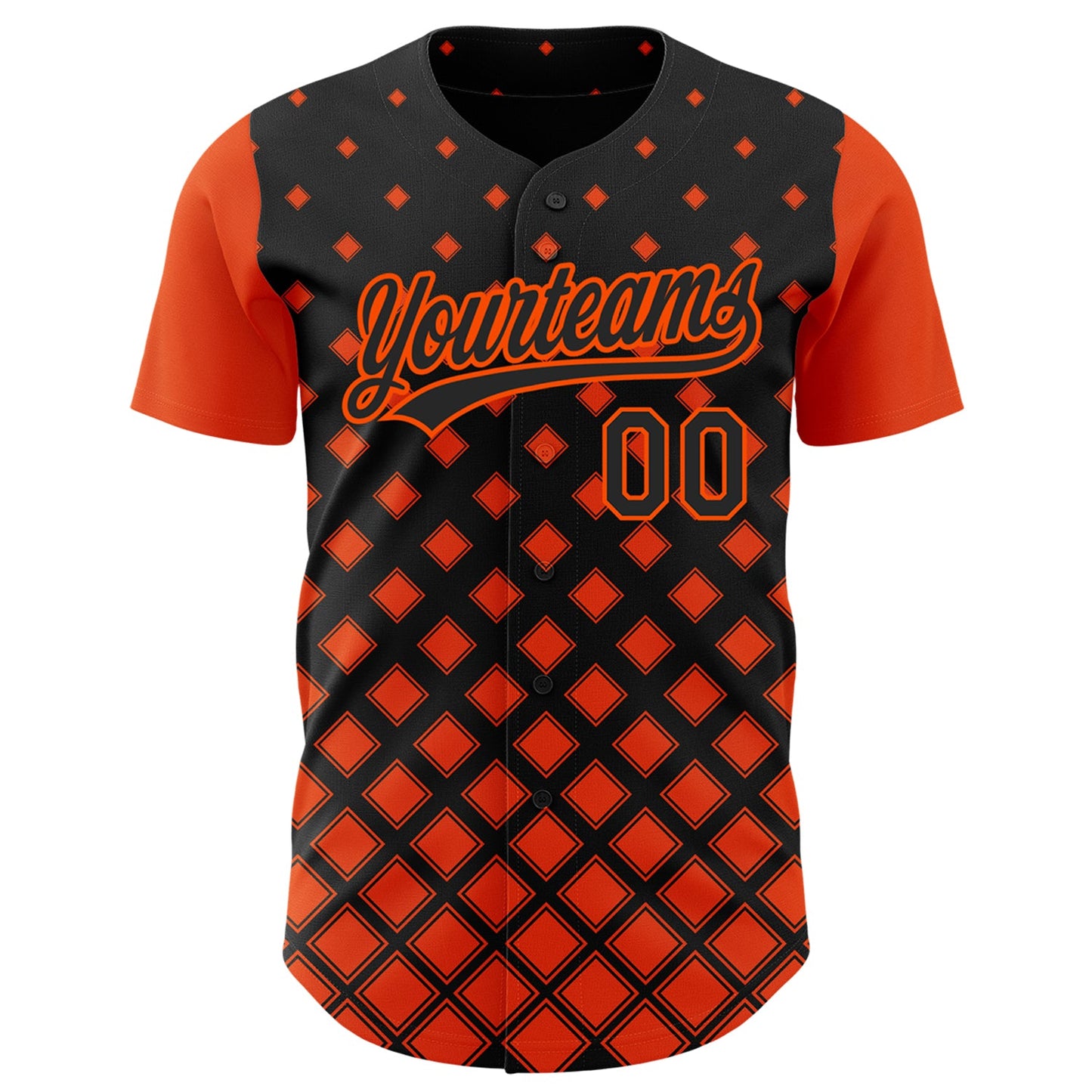 Custom Black Orange 3D Pattern Design Geometric Shapes Authentic Baseball Jersey view 2