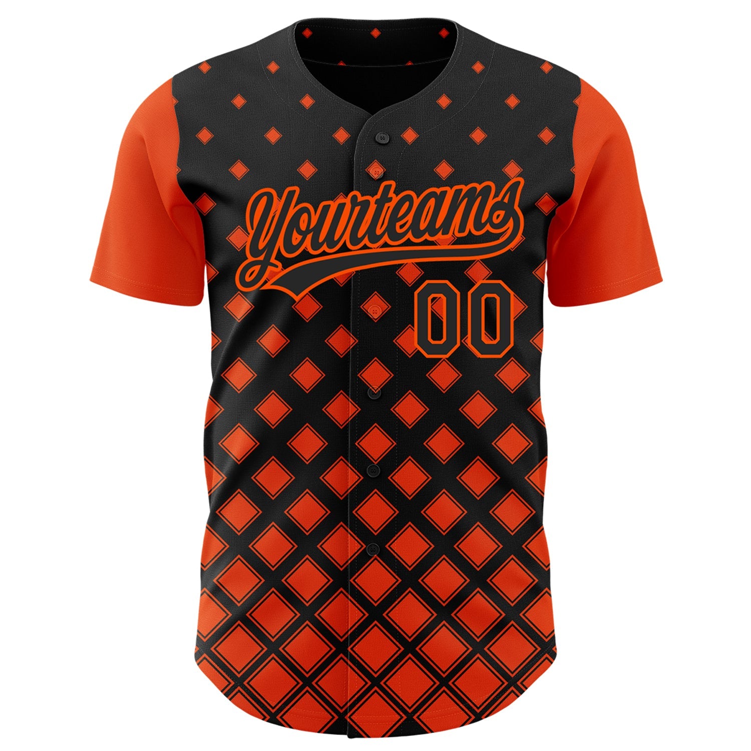 Custom Black Orange 3D Pattern Design Geometric Shapes Authentic Baseball Jersey view 2
