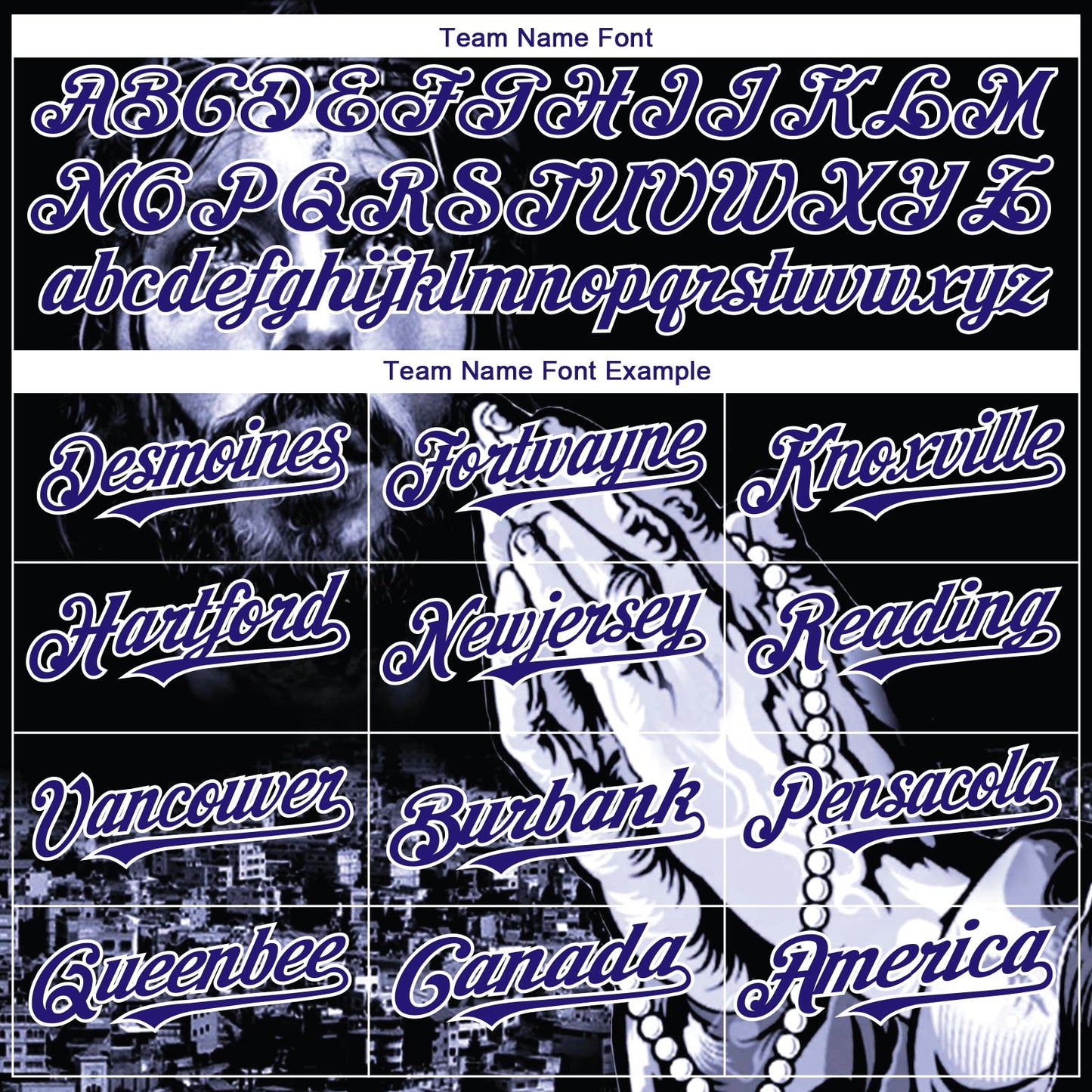 Custom Black Purple-White 3D Pattern Design Religion Jesus Christ Authentic Baseball Jersey view 4