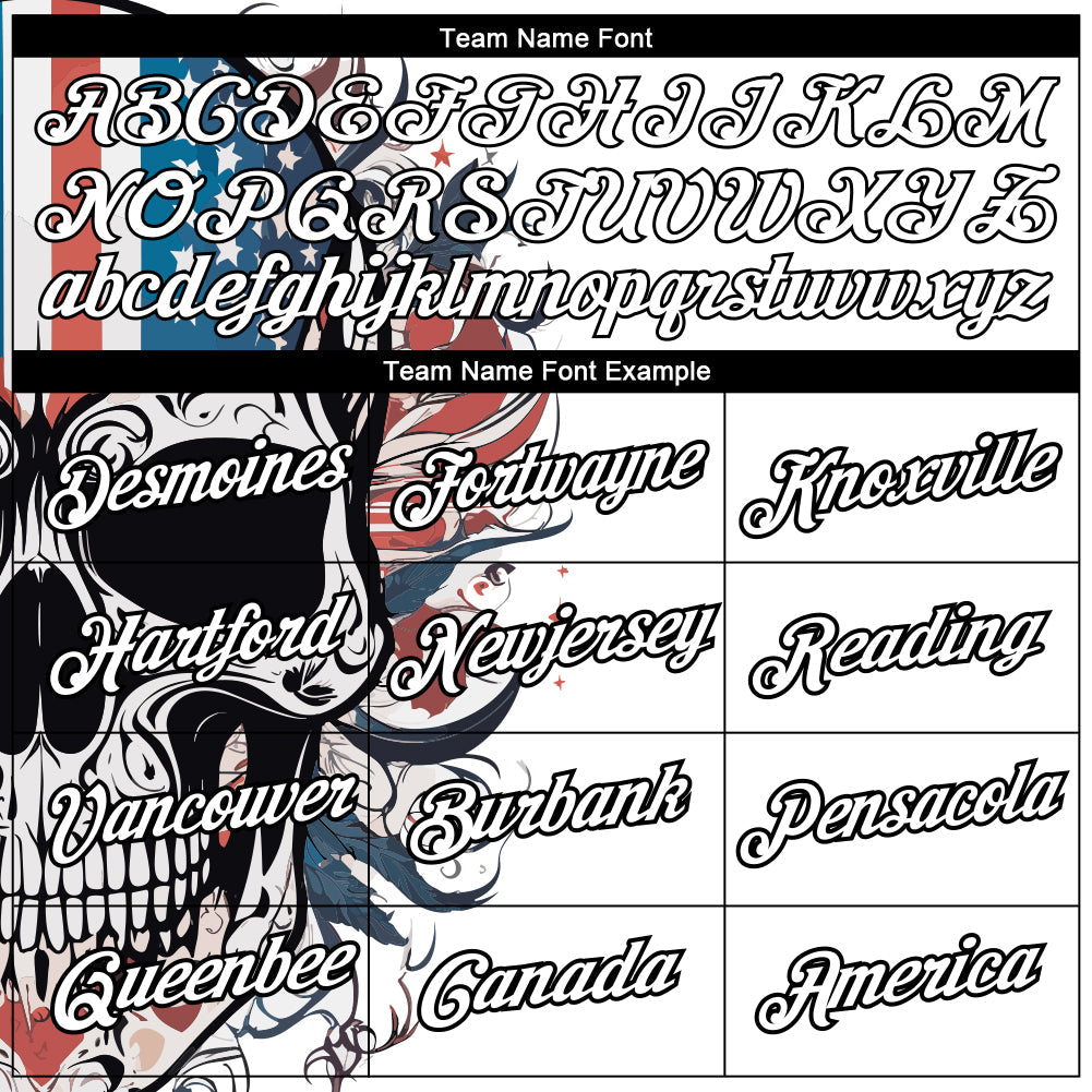 Custom White Black 3D Skull With American Flag Performance T-Shirt view 3