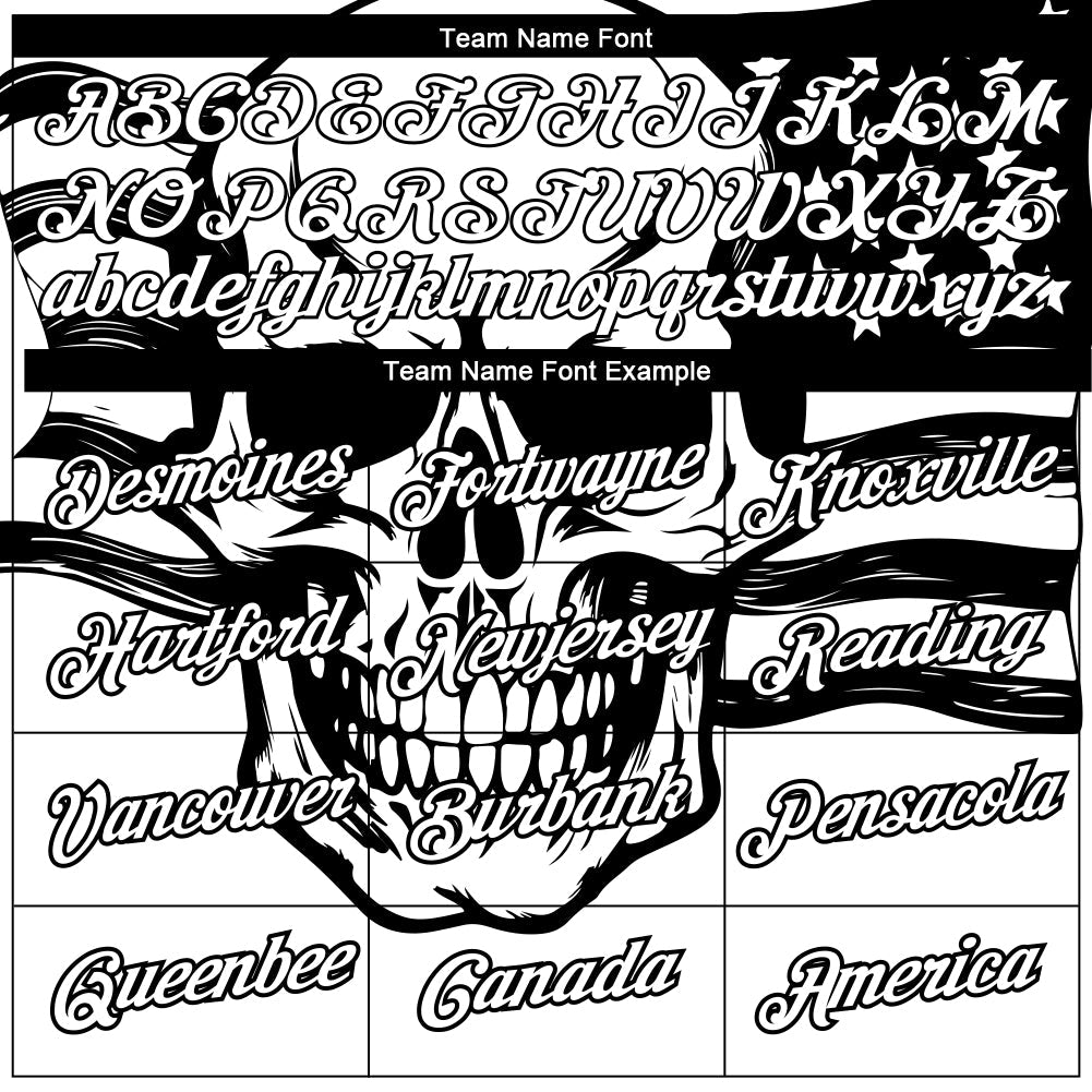 Custom White Black 3D Skull With American Flag Performance T-Shirt view 3