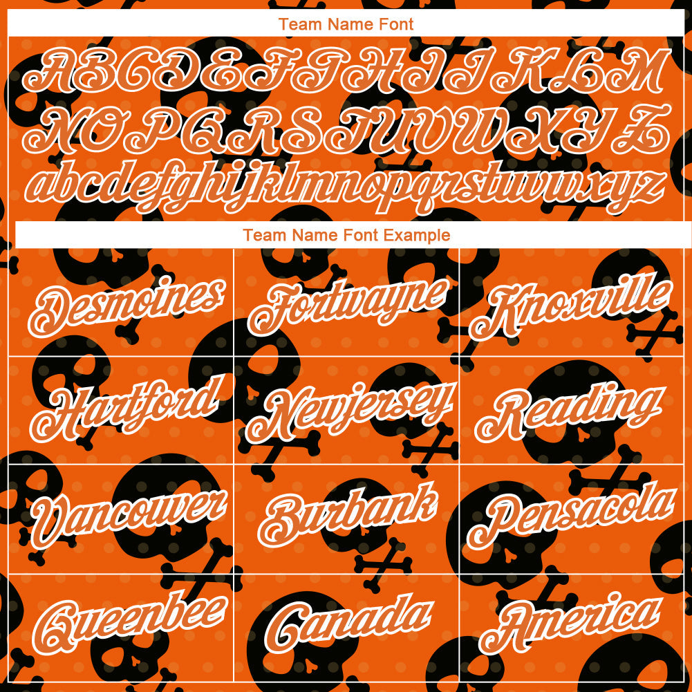 Custom Orange White 3D Skull Fashion Performance T-Shirt view 3