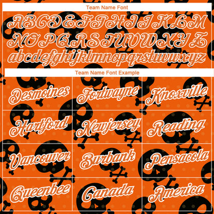 Custom Orange White 3D Skull Fashion Performance T-Shirt view 3