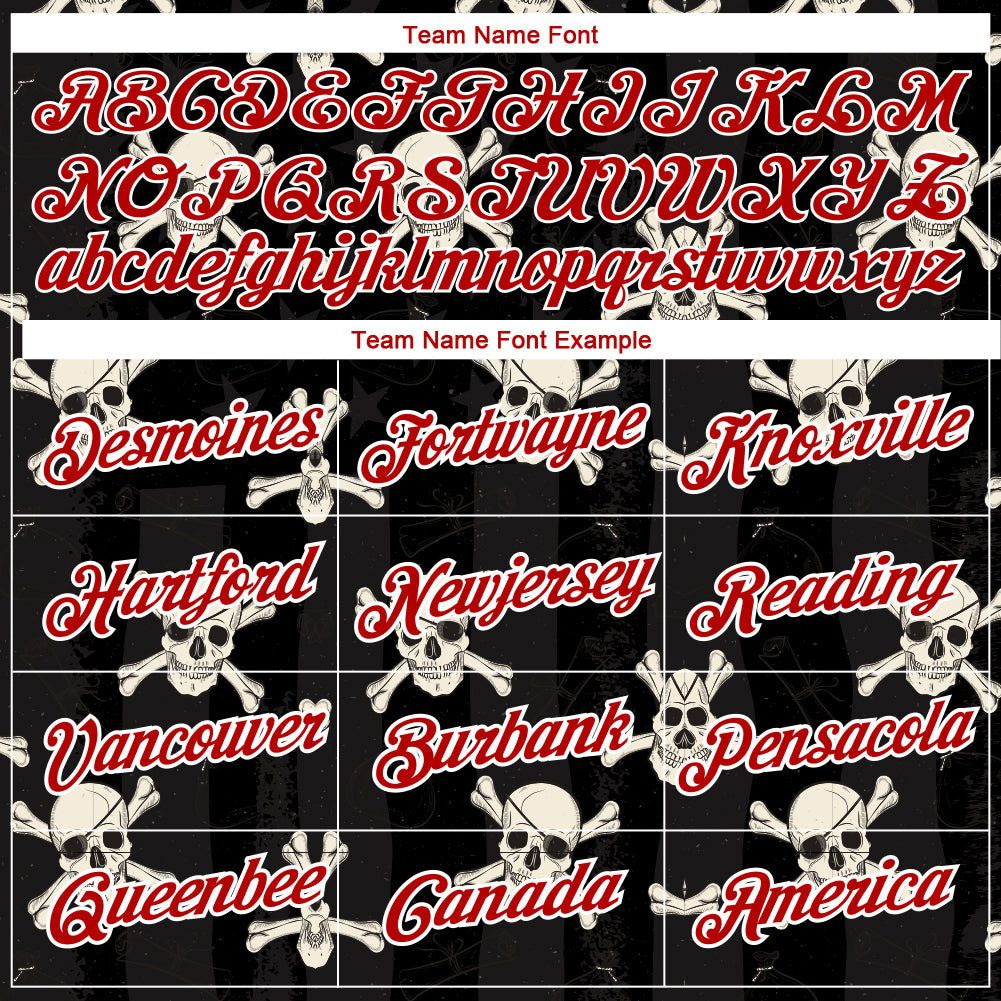 Custom Black Red-White 3D Skull Fashion Performance T-Shirt view 3