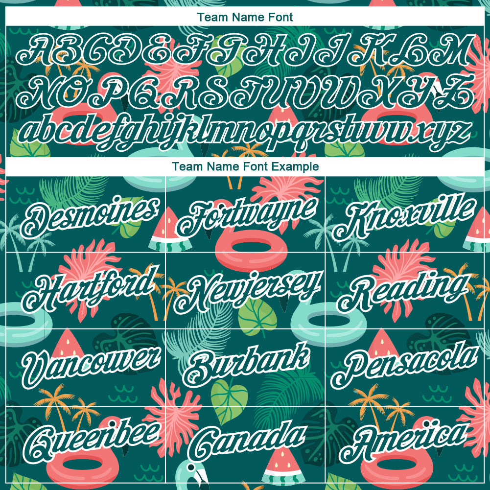 Custom Midnight Green White 3D Pattern Design Tropical Hawaii Flamingo Performance T-Shirt view 3