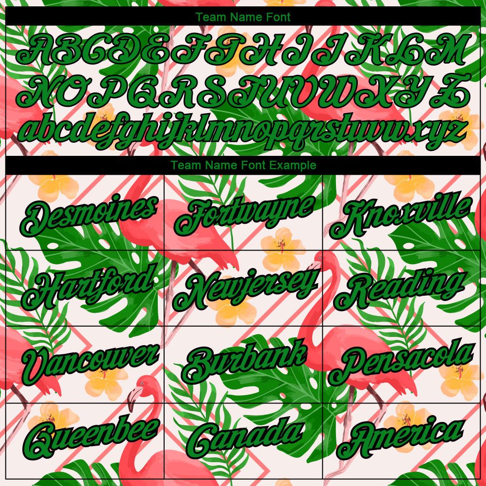 Custom White Grass Green-Black 3D Pattern Design Tropical Hawaii Flamingo Performance T-Shirt view 3
