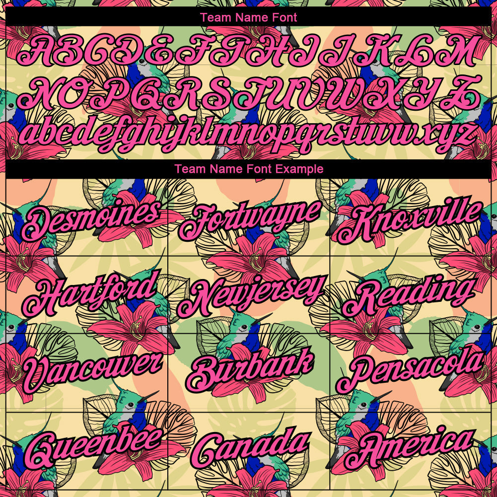 Custom City Cream Pink-Black 3D Pattern Design Tropical Hawaii Colibri And Flower Performance T-Shirt view 3