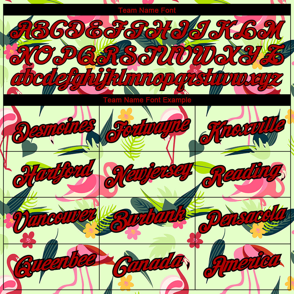 Custom Pea Green Red-Black 3D Pattern Design Tropical Hawaii Flamingo Performance T-Shirt view 3