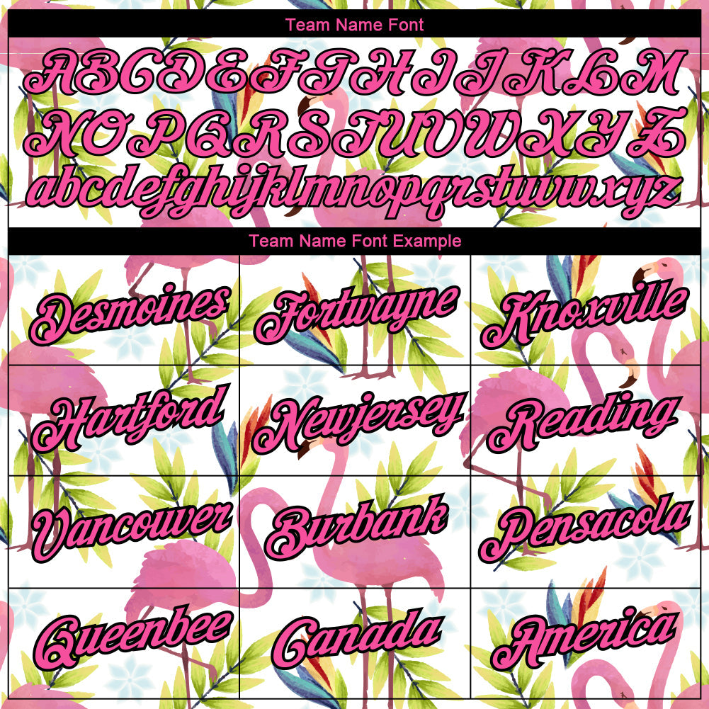 Custom White Pink-Black 3D Pattern Design Tropical Hawaii Flamingo Performance T-Shirt view 3