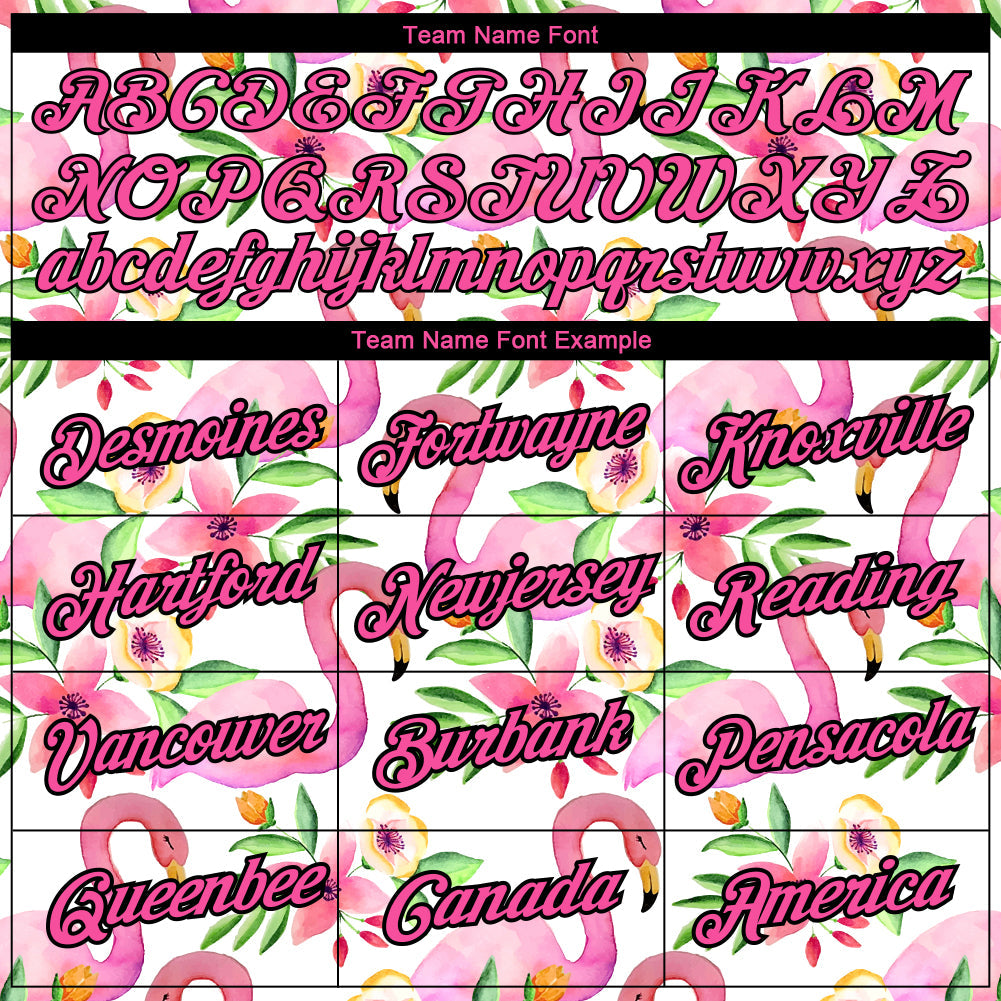 Custom White Pink-Black 3D Pattern Design Tropical Hawaii Flamingo Performance T-Shirt view 3