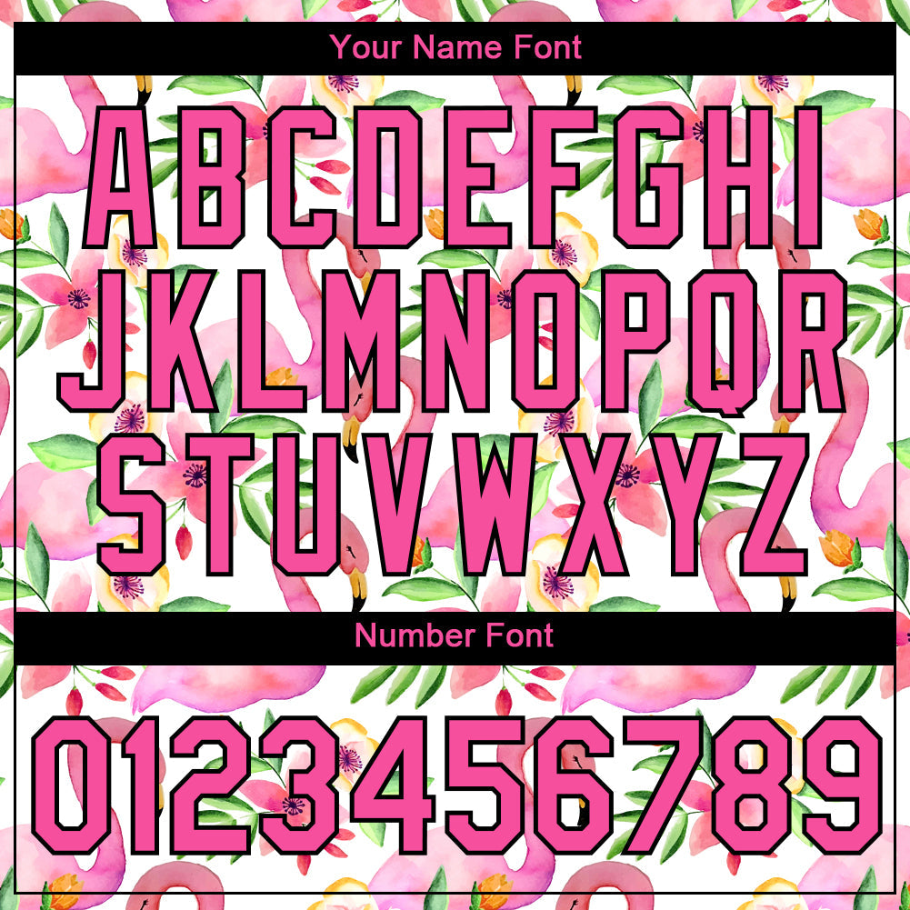 Custom White Pink-Black 3D Pattern Design Tropical Hawaii Flamingo Performance T-Shirt view 4
