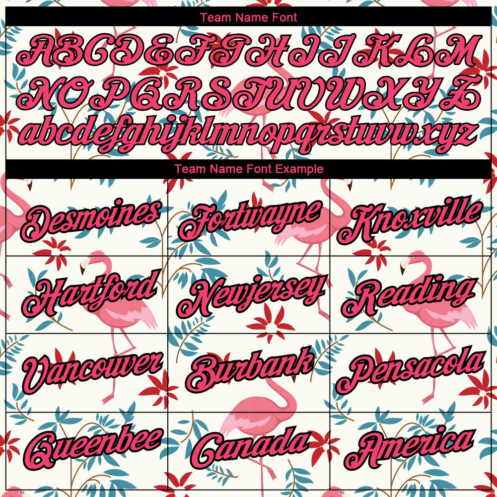 Custom White Neon Pink-Black 3D Pattern Design Tropical Hawaii Flamingo Performance T-Shirt view 3