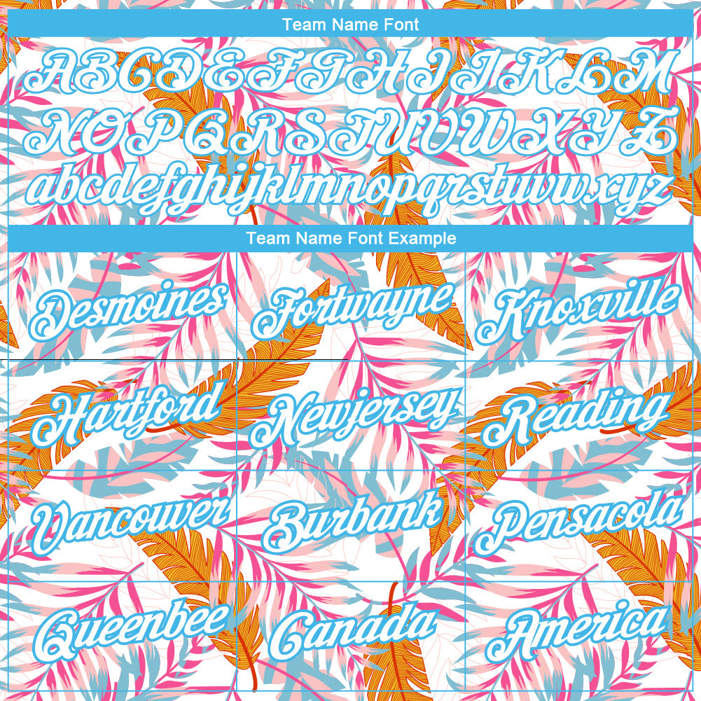 Custom White Sky Blue 3D Pattern Design Tropical Hawaii Leaves Performance T-Shirt view 3