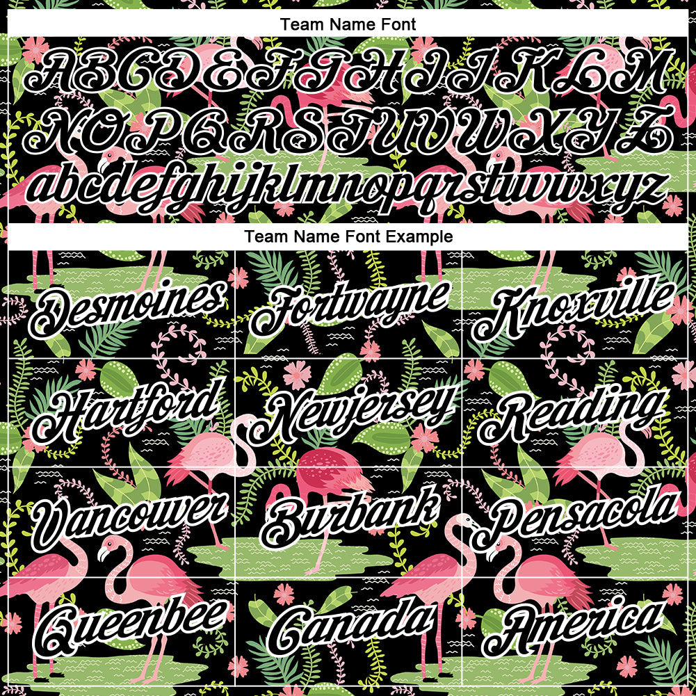 Custom Black White 3D Pattern Design Tropical Hawaii Flamingo Performance T-Shirt view 3