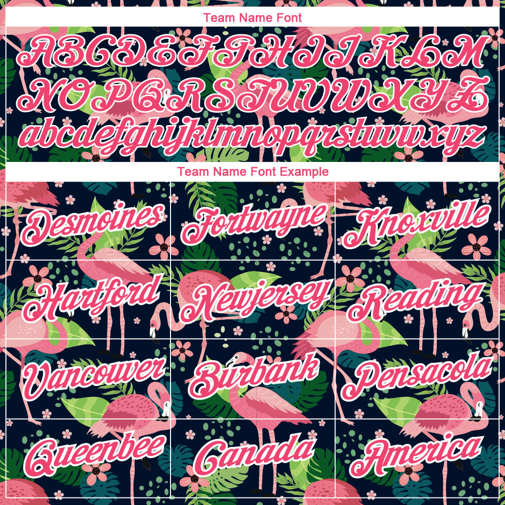 Custom Navy Neon Pink-White 3D Pattern Design Tropical Hawaii Flamingo Performance T-Shirt view 3