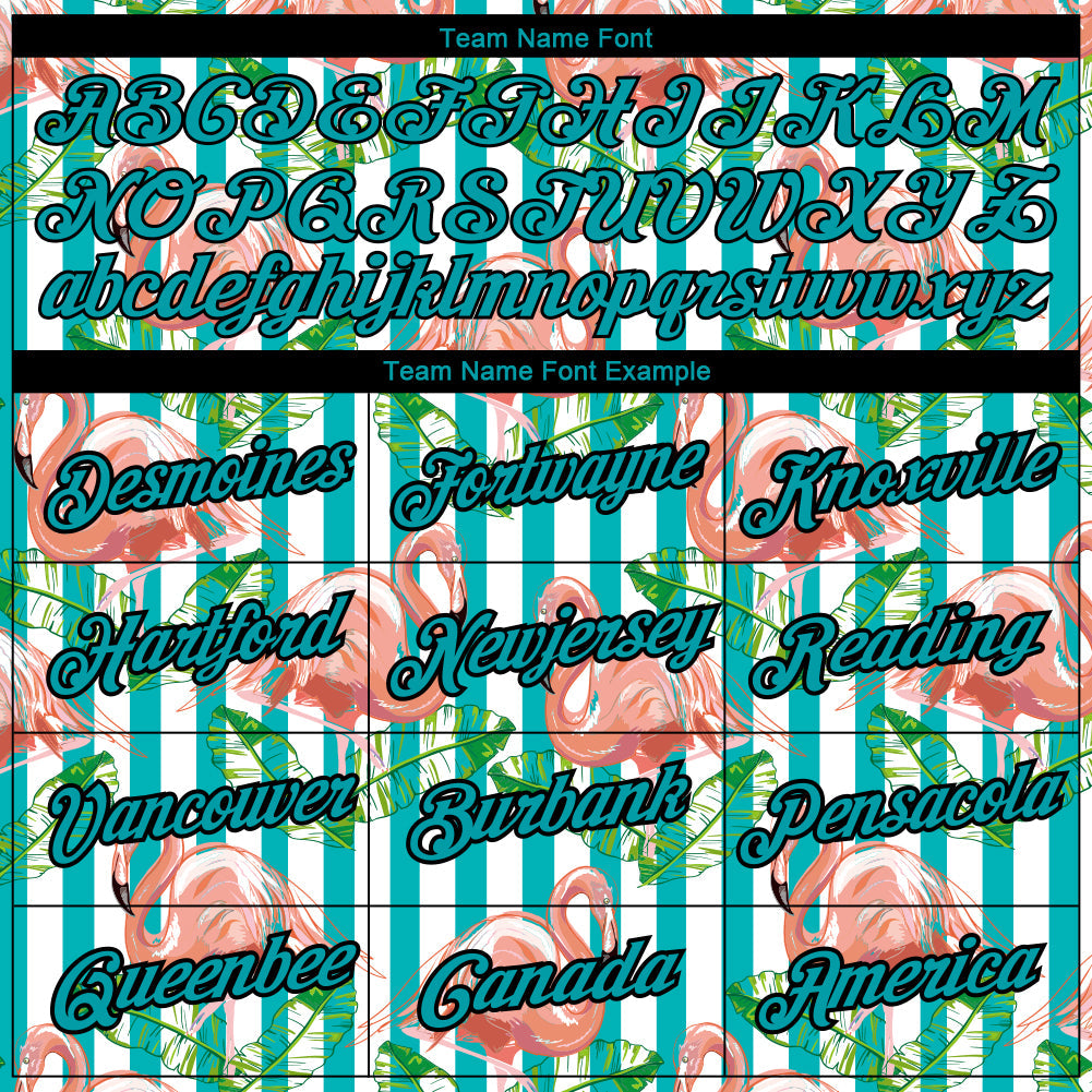 Custom White Teal-Black 3D Pattern Design Tropical Hawaii Flamingo Performance T-Shirt view 3