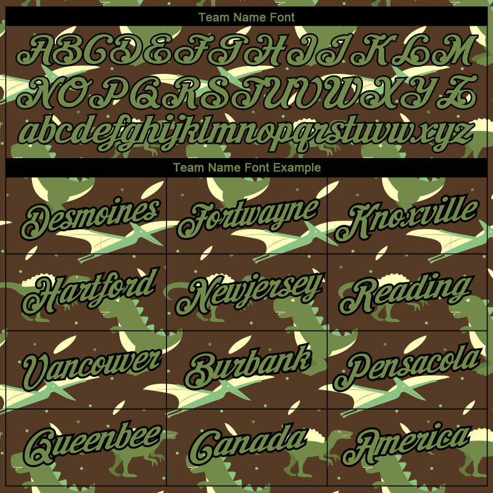 Custom Olive Neon Green-Black 3D Pattern Design Dinosaur Performance T-Shirt view 3
