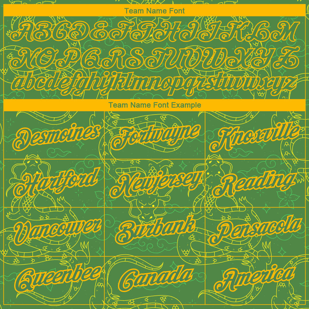 Custom Kelly Green Gold 3D Pattern Design Dragon Performance T-Shirt view 3