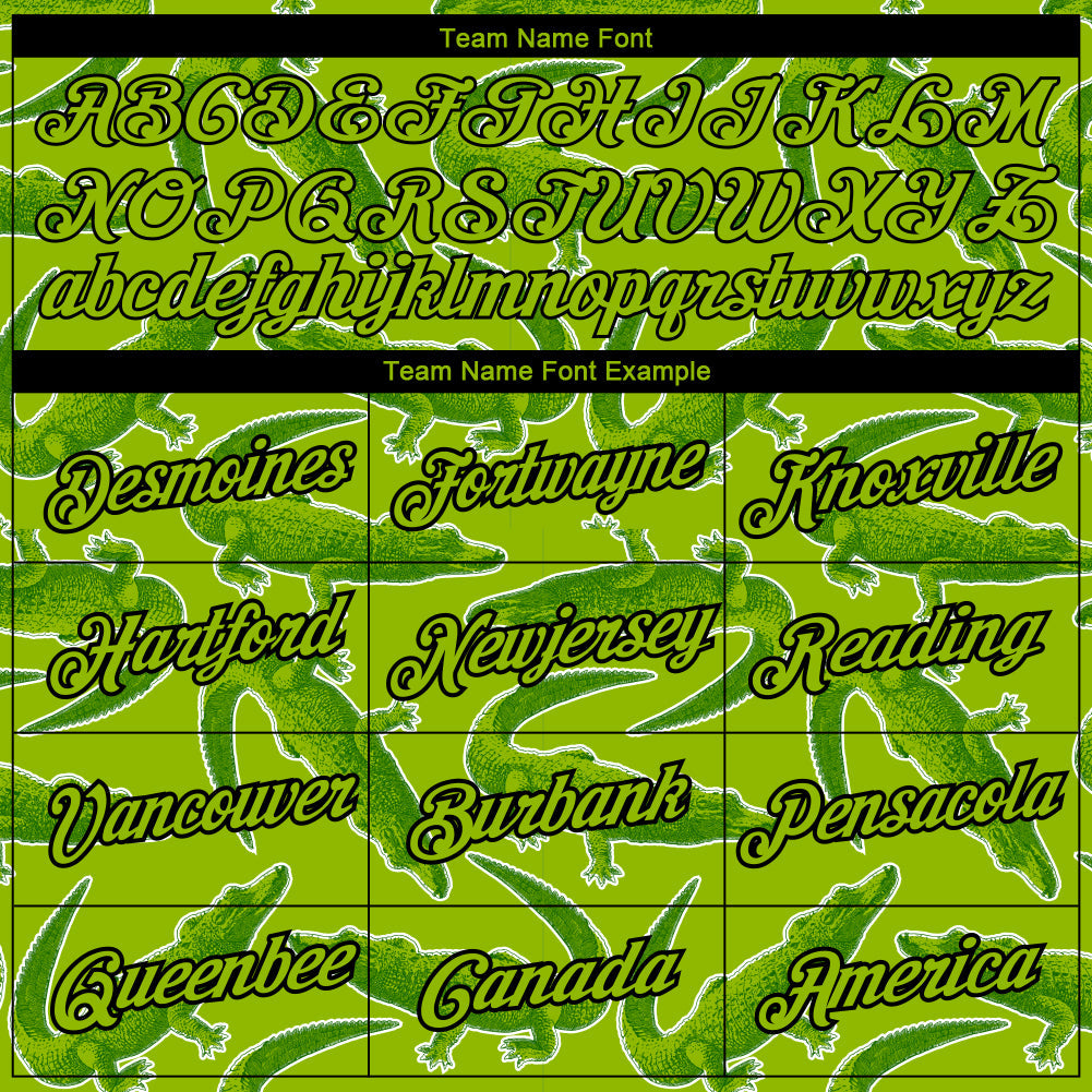 Custom Neon Green Black 3D Pattern Design Crocodile Performance T-Shirt view 3