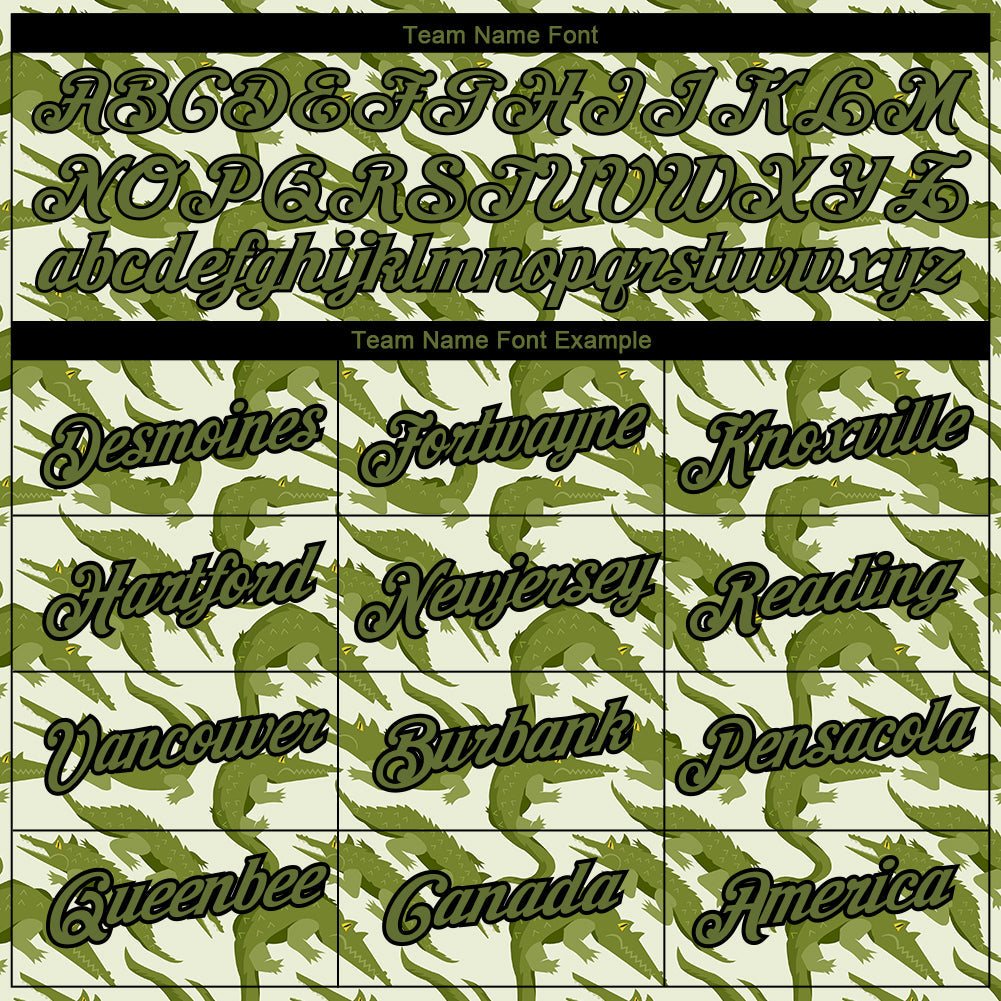 Custom Green Olive-Black 3D Pattern Design Crocodile Performance T-Shirt view 3
