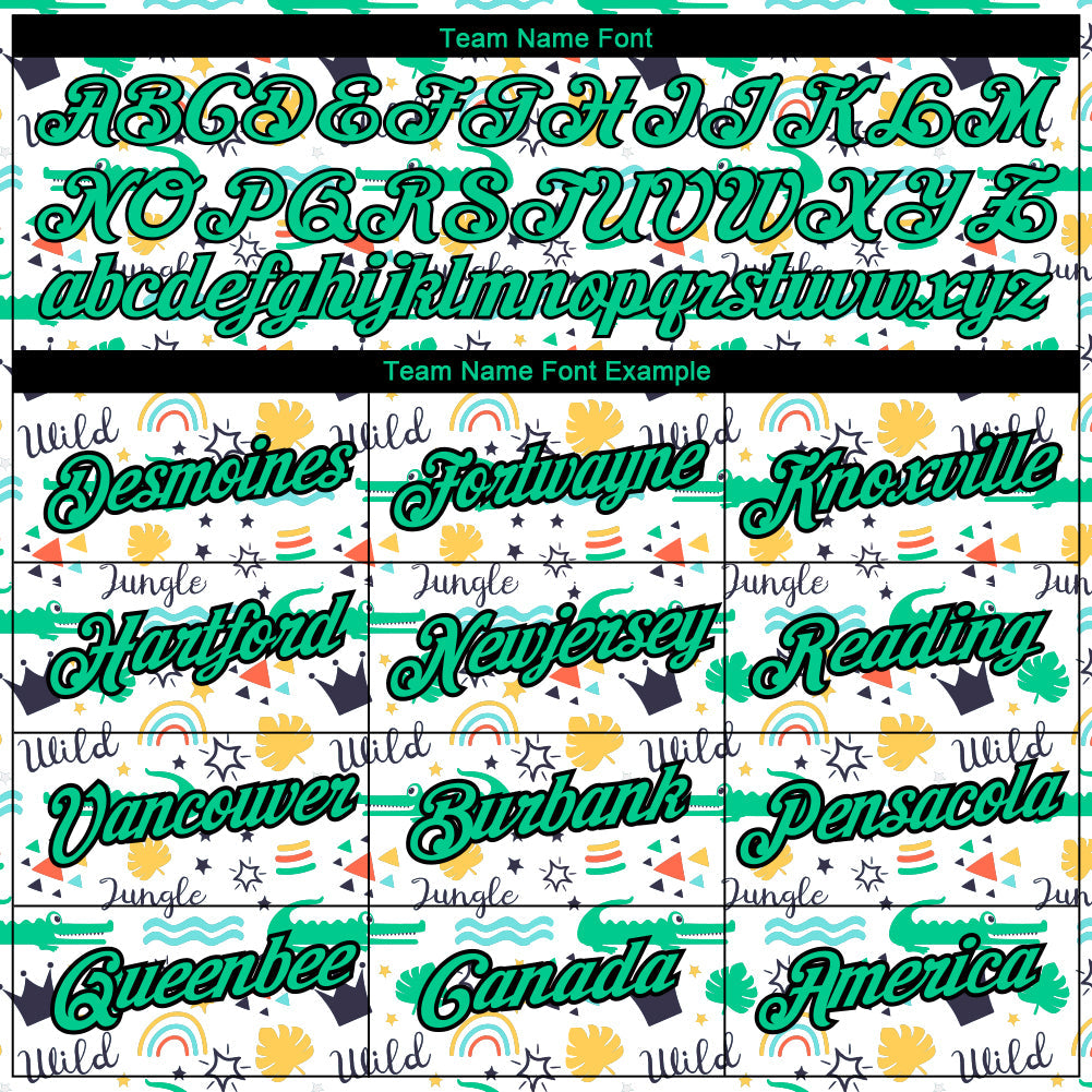 Custom White Kelly Green-Black 3D Pattern Design Crocodile Performance T-Shirt view 3