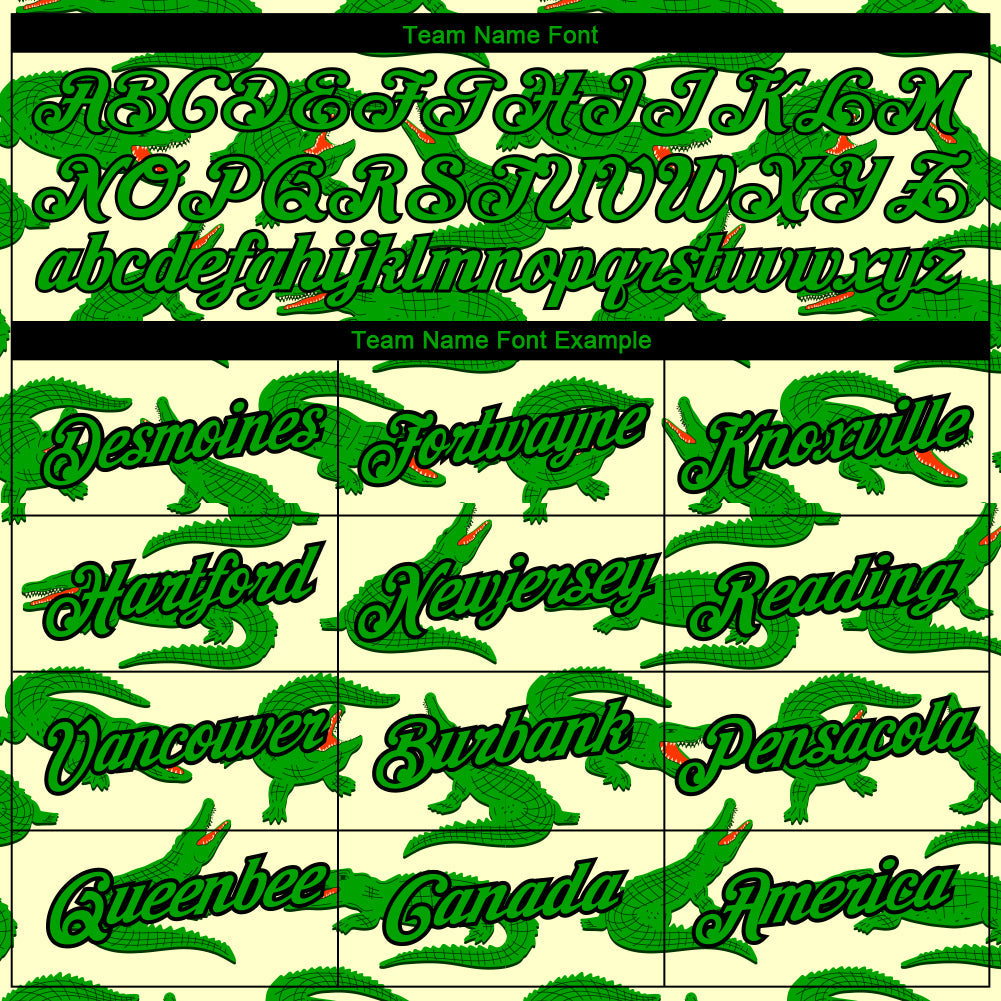 Custom Cream Aurora Green-Black 3D Pattern Design Crocodile Performance T-Shirt view 3