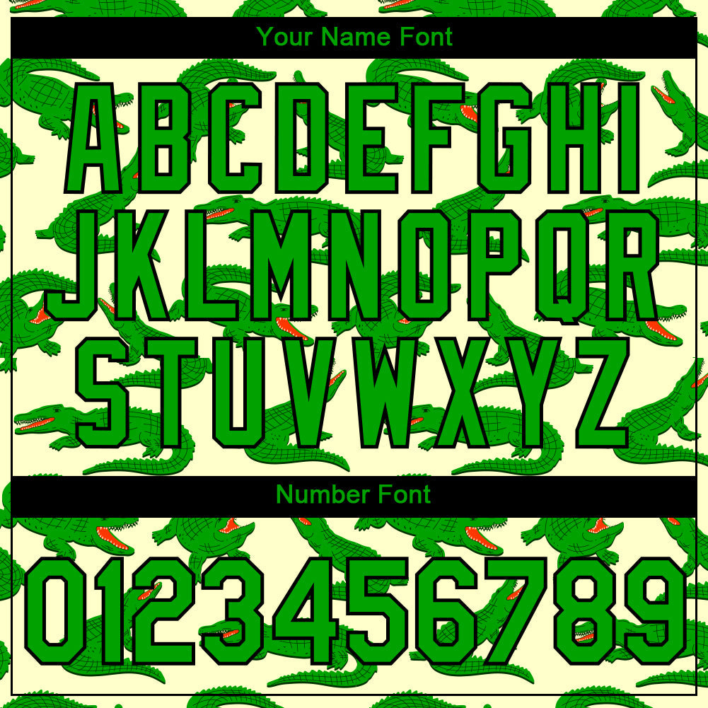 Custom Cream Aurora Green-Black 3D Pattern Design Crocodile Performance T-Shirt view 4