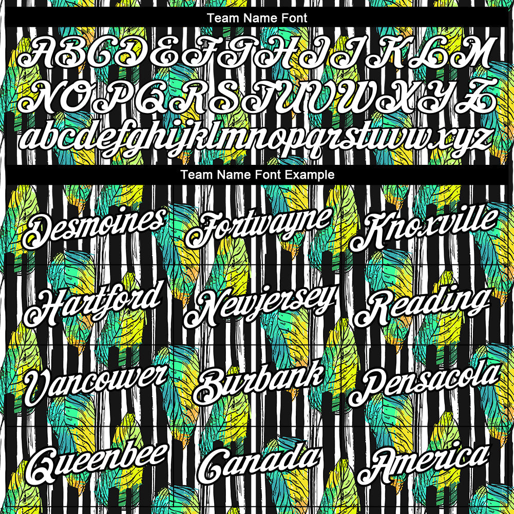Custom Black White 3D Pattern Design Tropical Palm Leaf Performance T-Shirt view 3