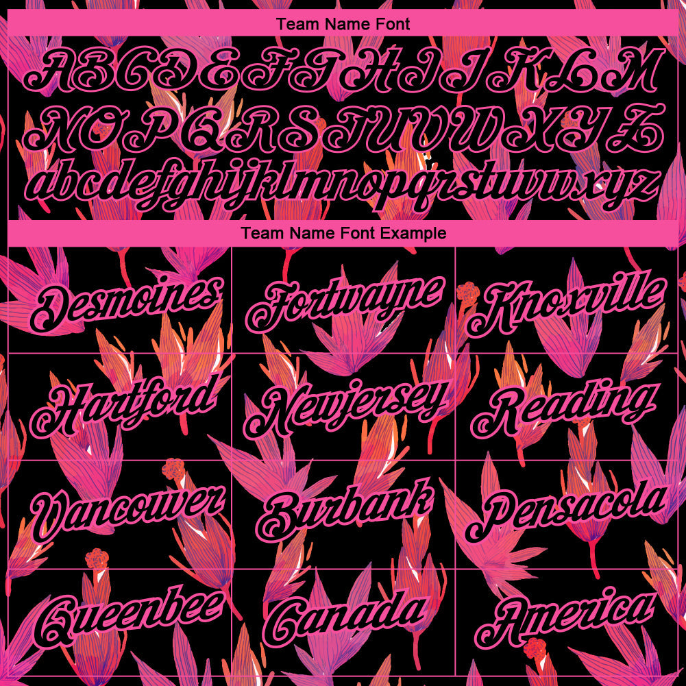 Custom Black Pink 3D Pattern Design Flower Performance T-Shirt view 3