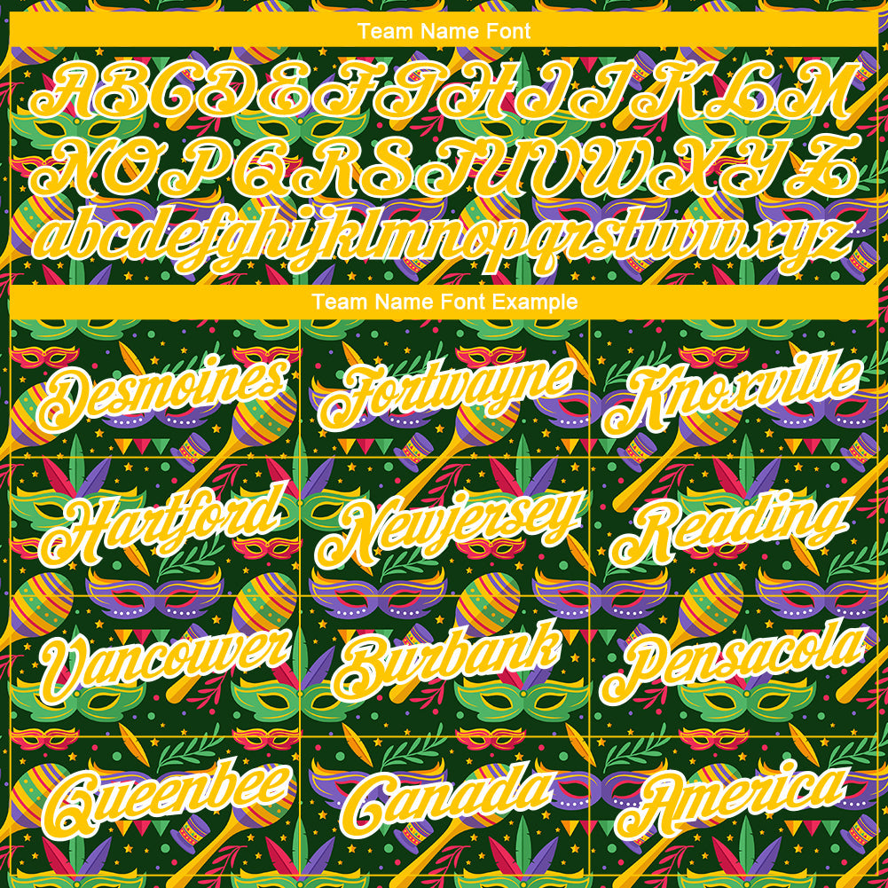 Custom Kelly Green Yellow-White 3D Pattern Design Holiday Party Mask Performance T-Shirt view 3