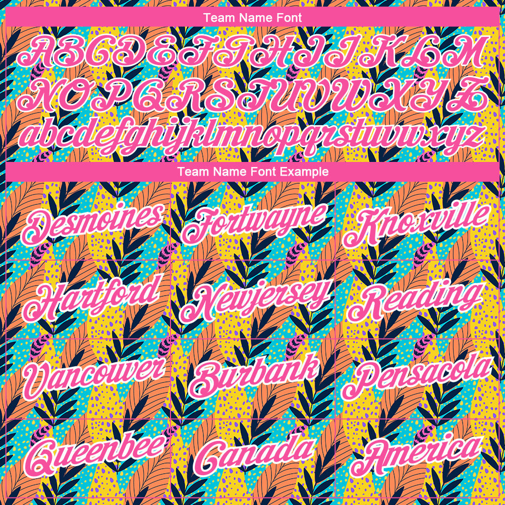 Custom White Pink 3D Pattern Design Tropical Palm Leaf Performance T-Shirt view 3