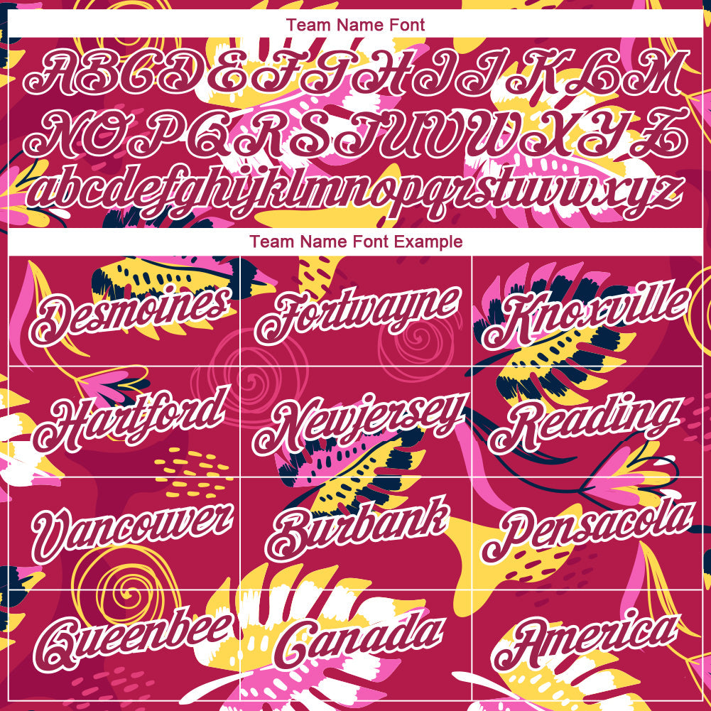 Custom Deep Pink White 3D Pattern Design Tropical Palm Leaf Performance T-Shirt view 3