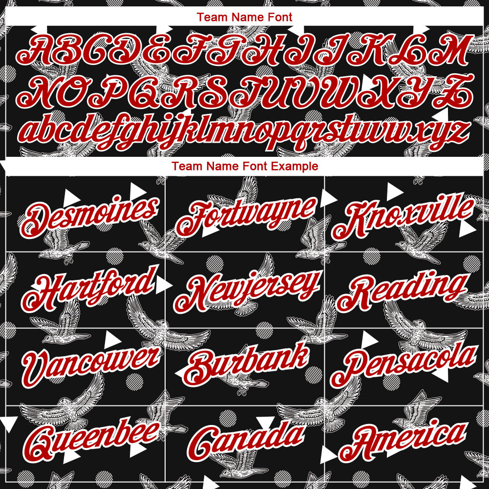 Custom Black Red-White 3D Pattern Design Eagle Performance T-Shirt view 3