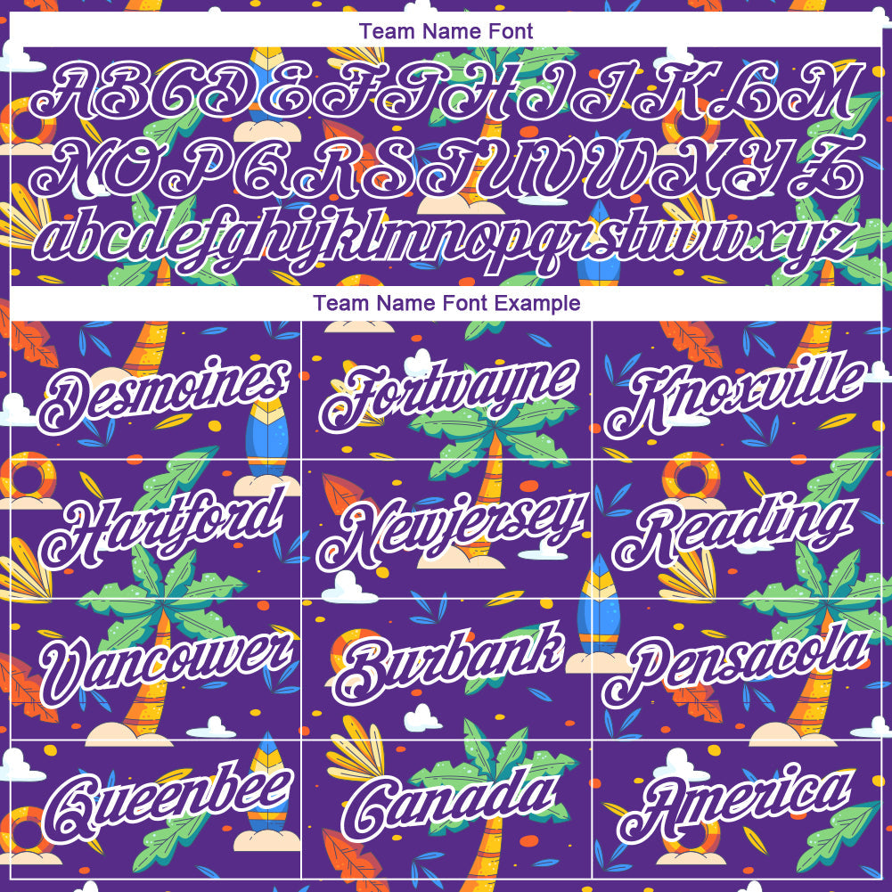 Custom Purple White 3D Pattern Design Hawaii Summer Holiday Performance T-Shirt view 3